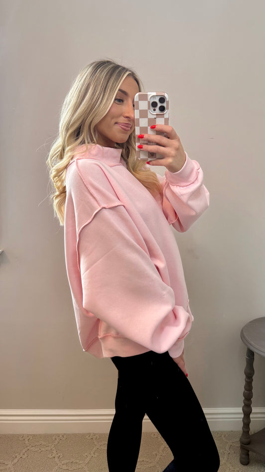 Ballet Pink Reversible Mock Neck
