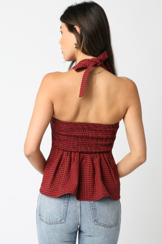 Checkered Halter Top