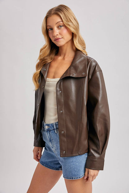 Faux Leather Bomber Jacket