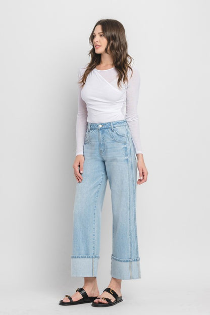 Super High Rise Cuffed Baggy Wide Jeans