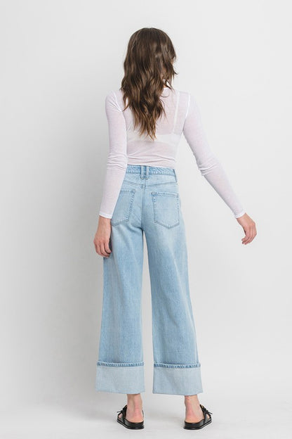 Super High Rise Cuffed Baggy Wide Jeans