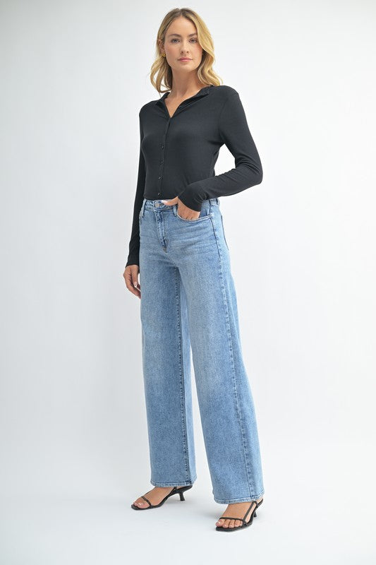 Stretchy Wide Leg Jeans