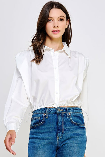 Sienna Shoulder Pad Button Down Top