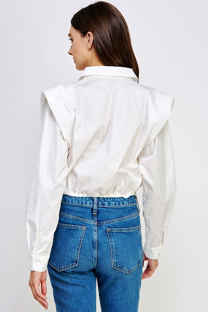 Sienna Shoulder Pad Button Down Top