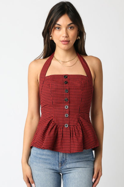 Checkered Halter Top