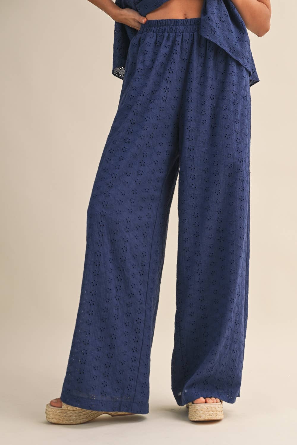 Eyelet Top & Wide Pants Set