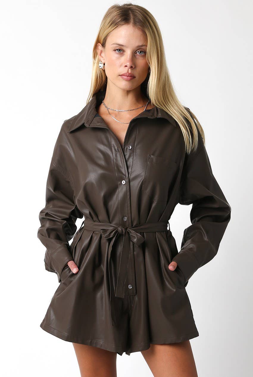 Chocolate Pu Romper