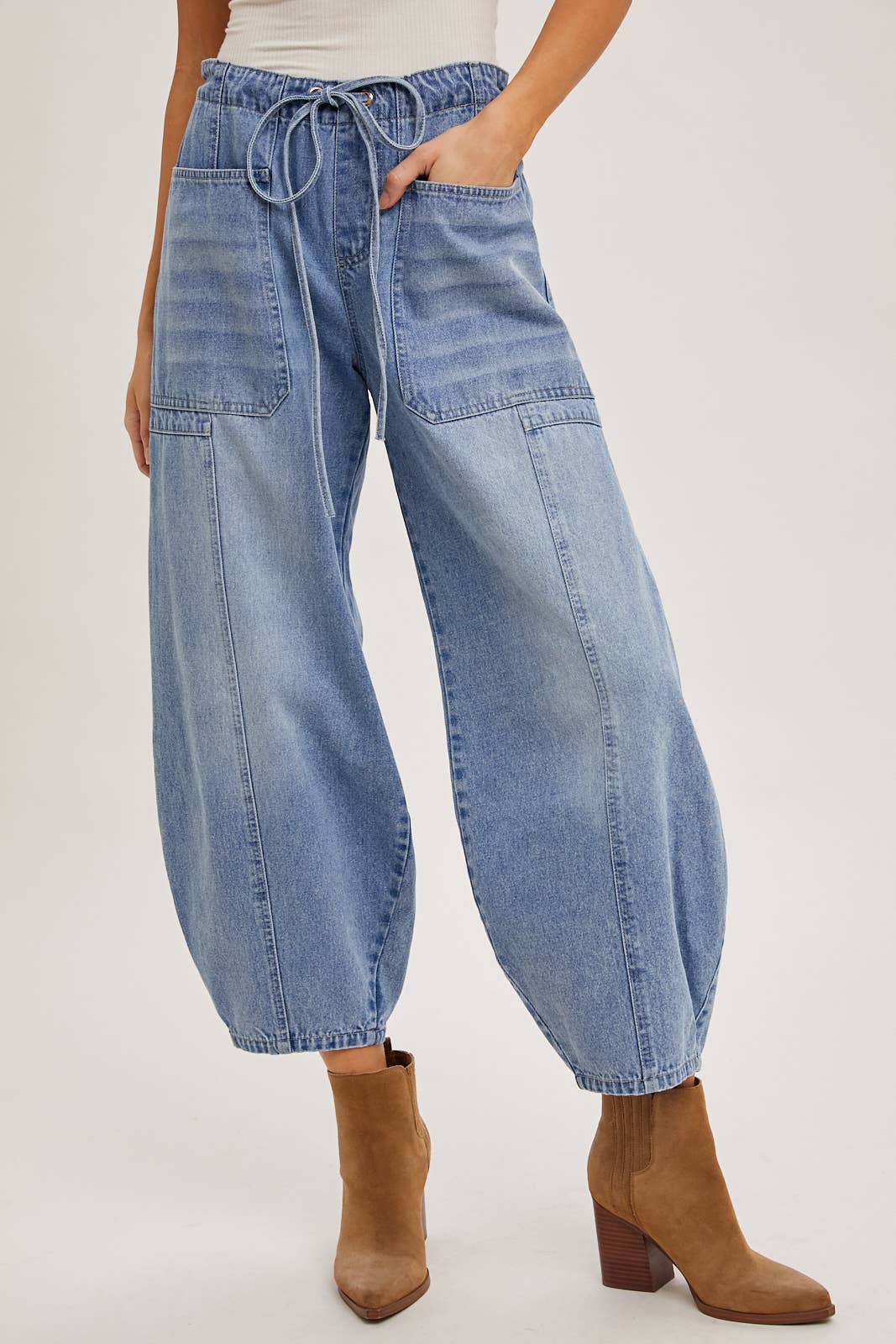 Drawstring Barrel Jeans