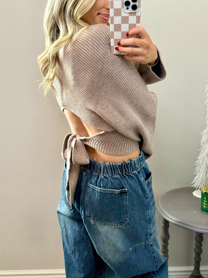 Mockneck Bow Back Sweater