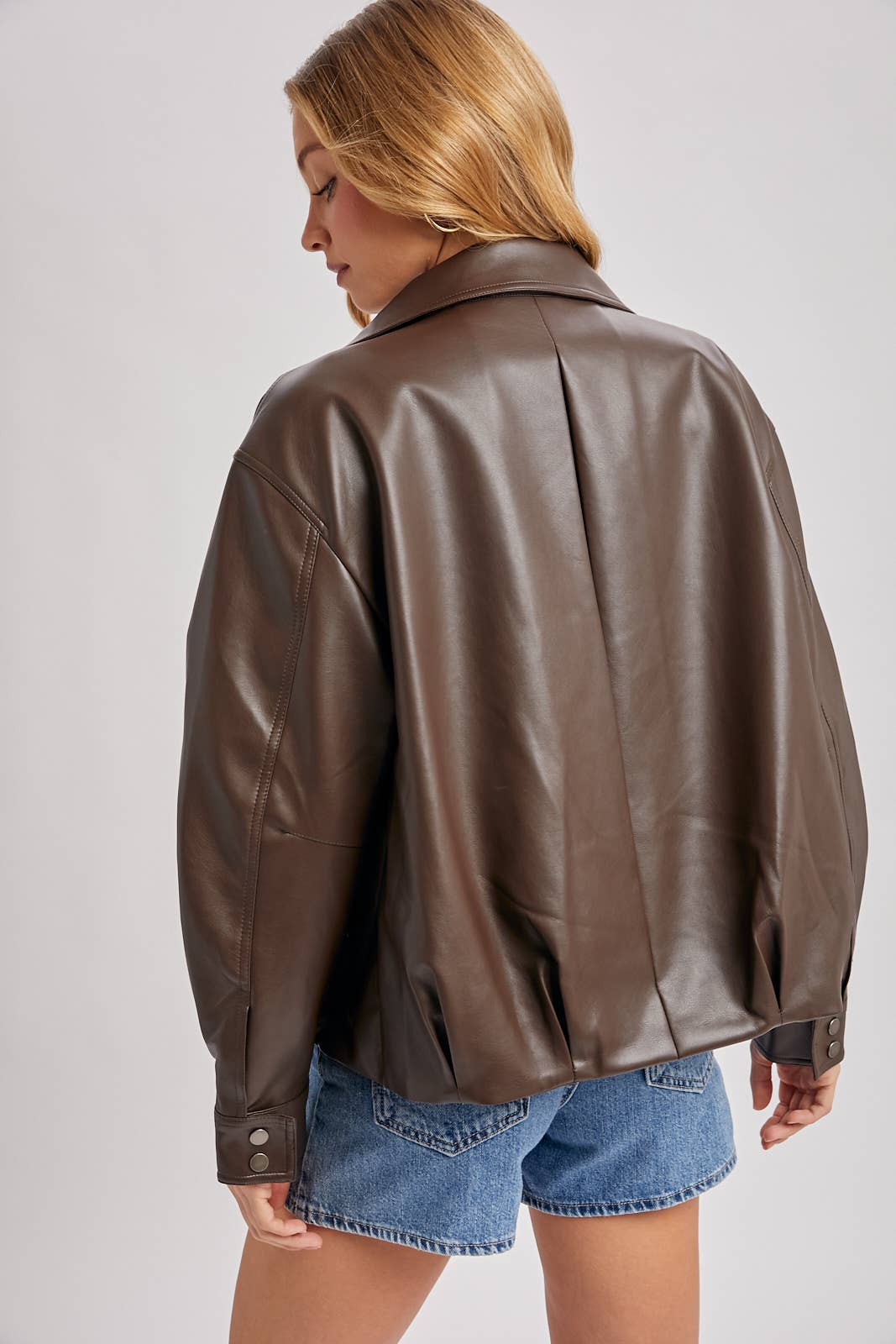 Faux Leather Bomber Jacket