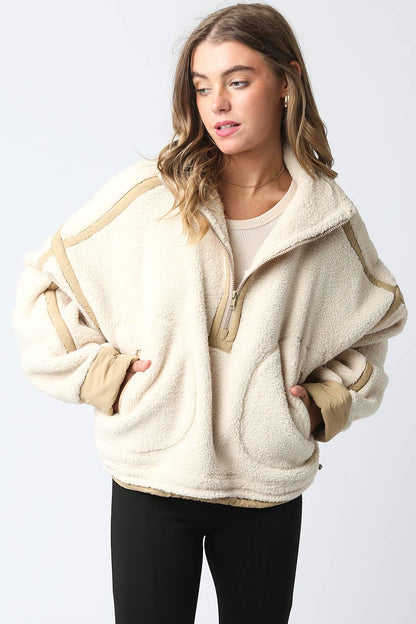 Ivory Fleece Quarter Zip
