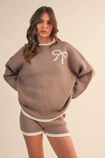 Ribbon Sweater and Shorts Set