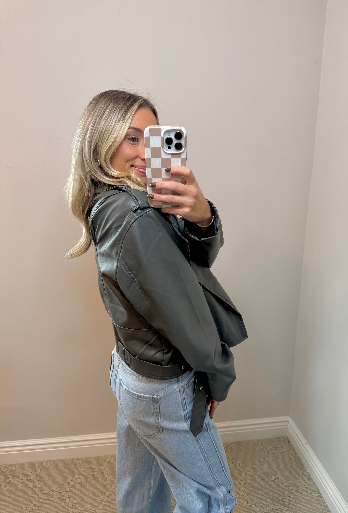 Charcoal Leather Jacket