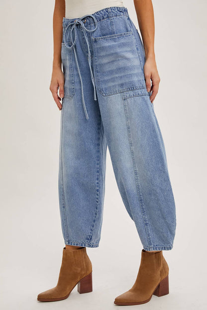 Drawstring Barrel Jeans