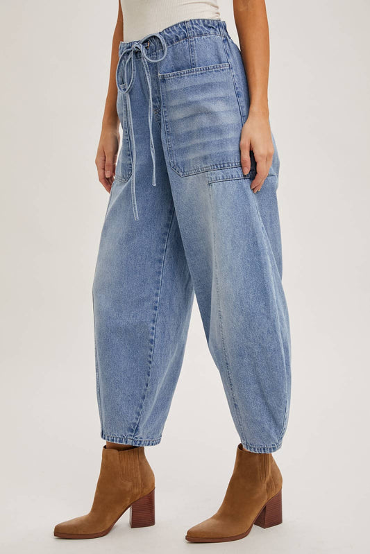 Drawstring Barrel Jeans