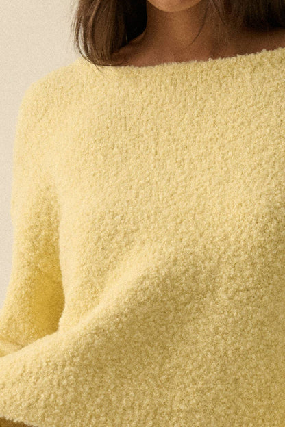 Textured Knit Bubble-Sleeve Sweater (YELLOW)