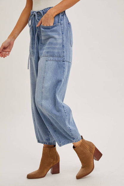 Drawstring Barrel Jeans