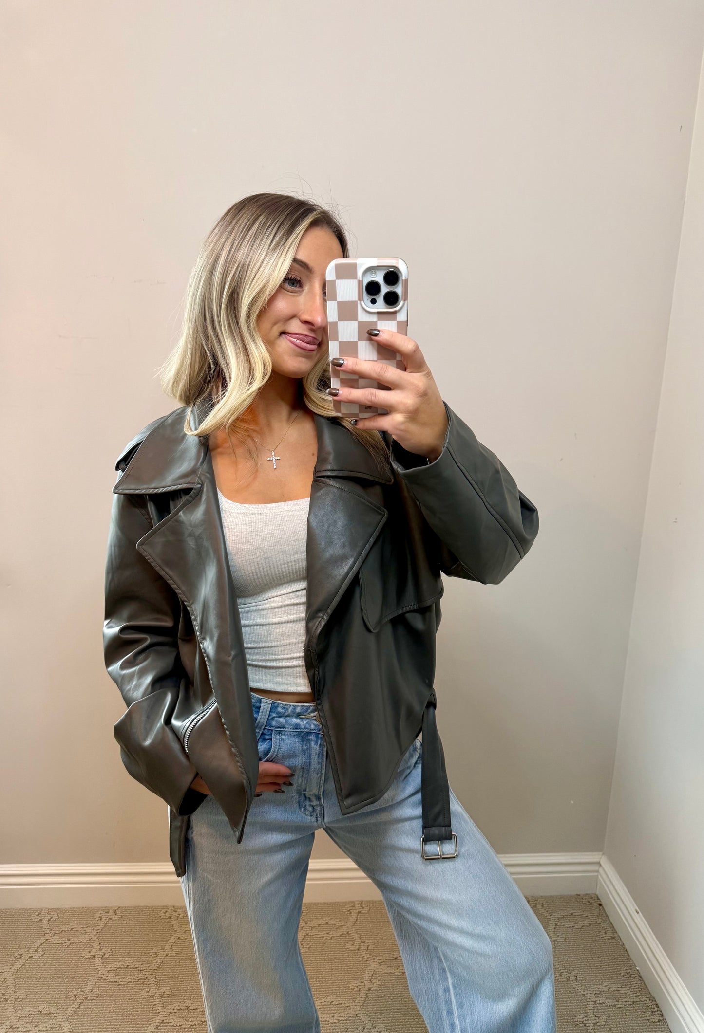 Charcoal Leather Jacket