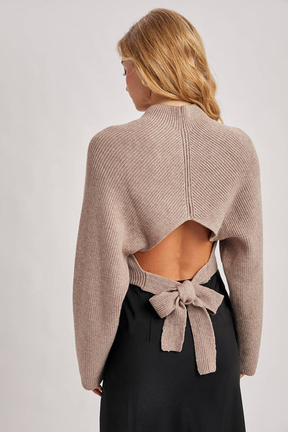 Mockneck Bow Back Sweater