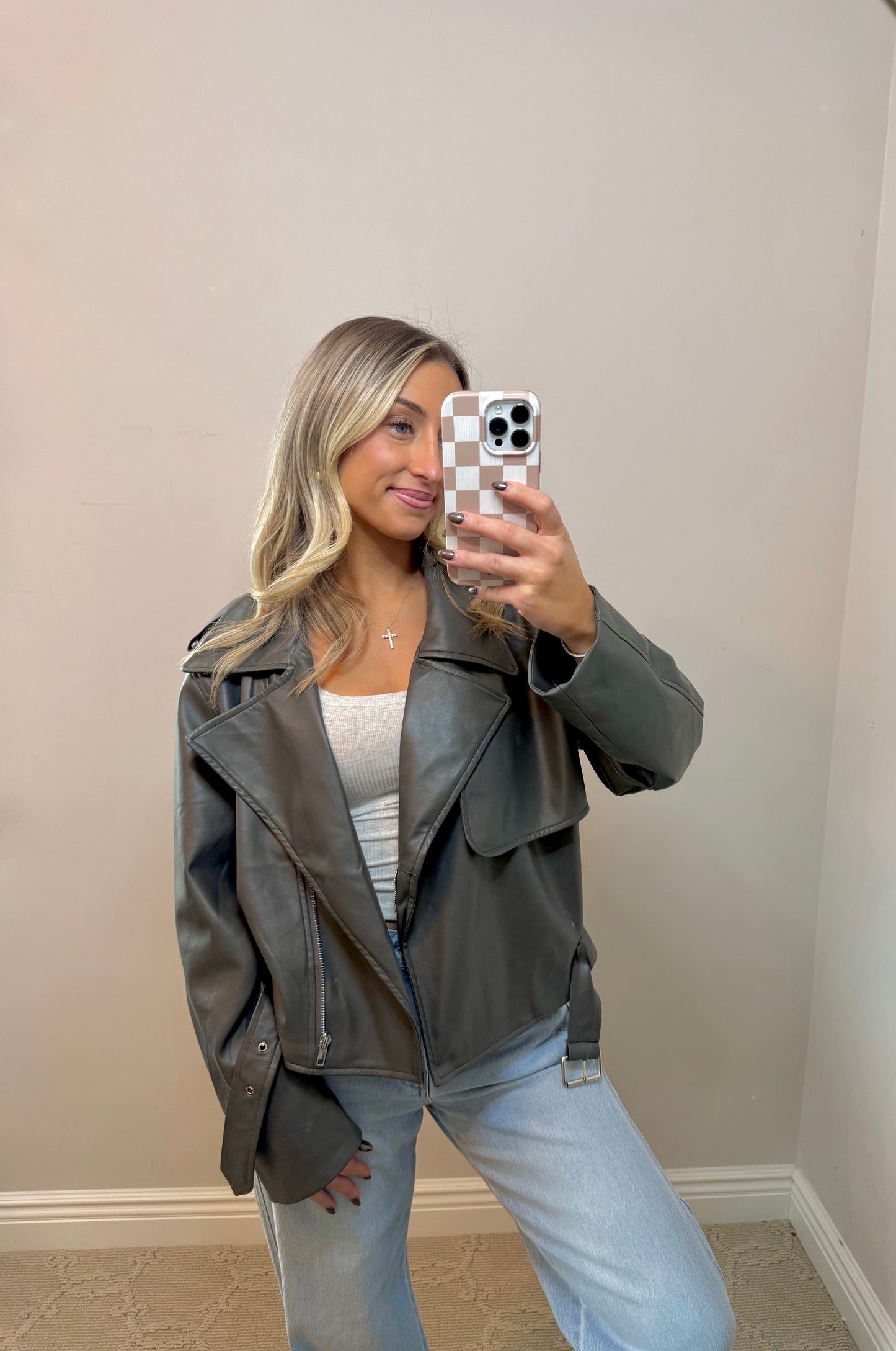 Charcoal Leather Jacket