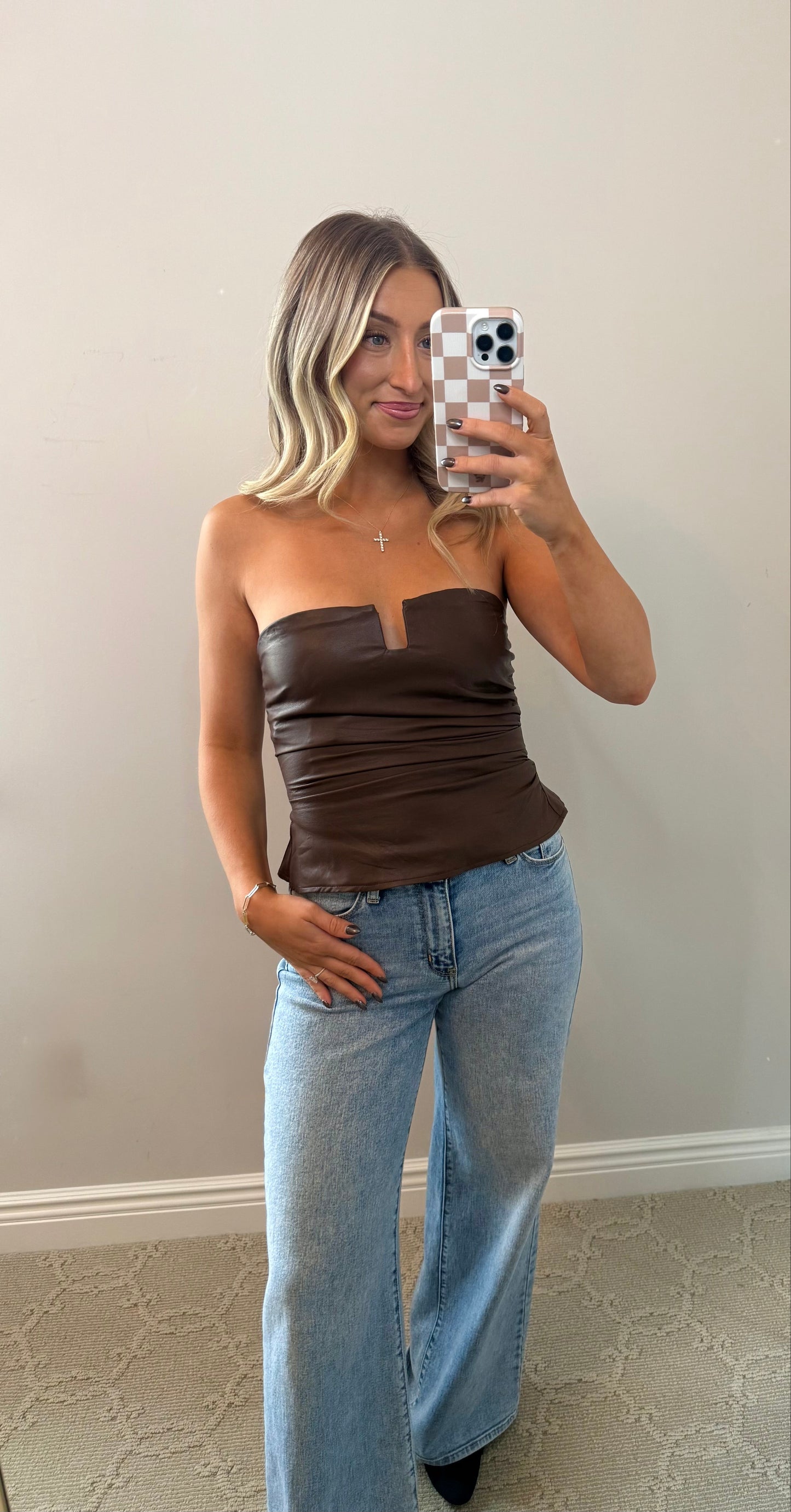 All Night Pu Top (CHOCOLCATE)