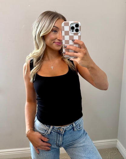 Barely Basic Ribbed Jersey Tank (BLACK)