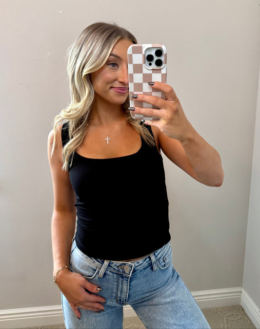 Barely Basic Ribbed Jersey Tank (BLACK)