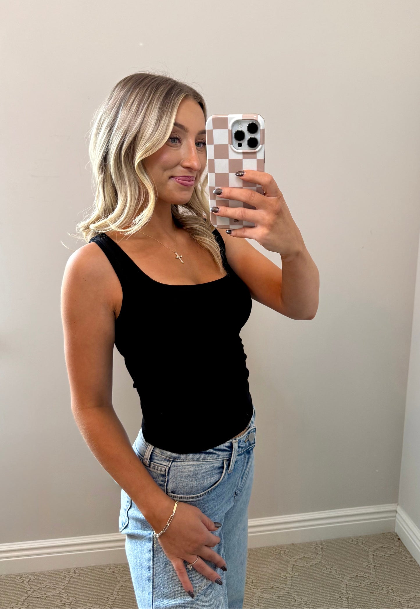 Barely Basic Ribbed Jersey Tank (BLACK)