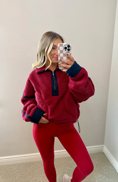 Cherry Fleece Quarter Zip