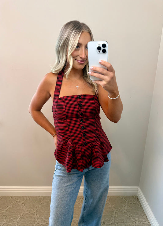 Checkered Halter Top