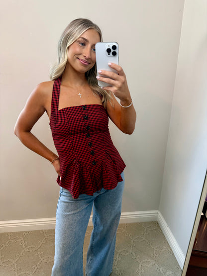 Checkered Halter Top