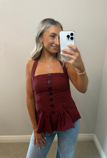 Checkered Halter Top