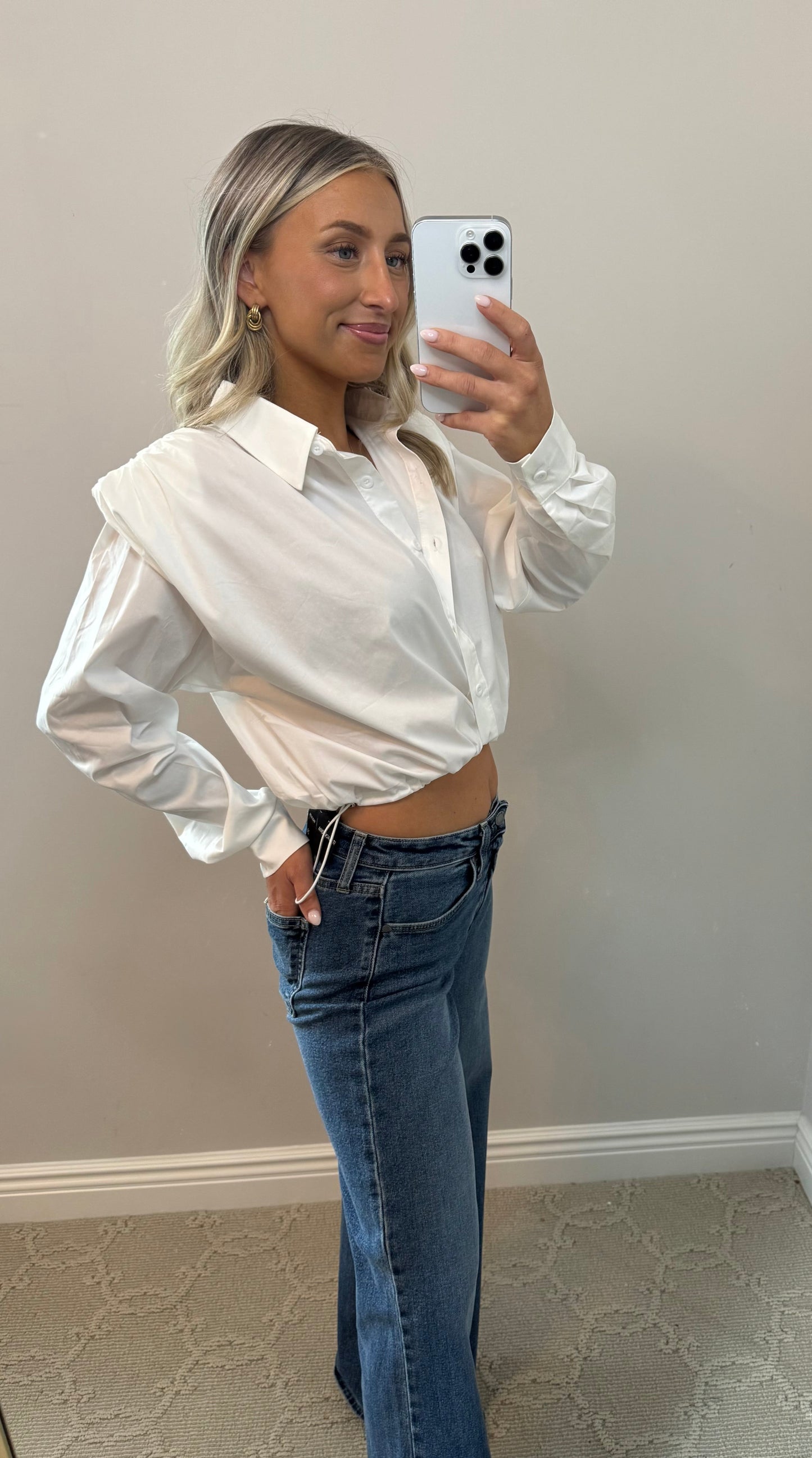 Sienna Shoulder Pad Button Down Top