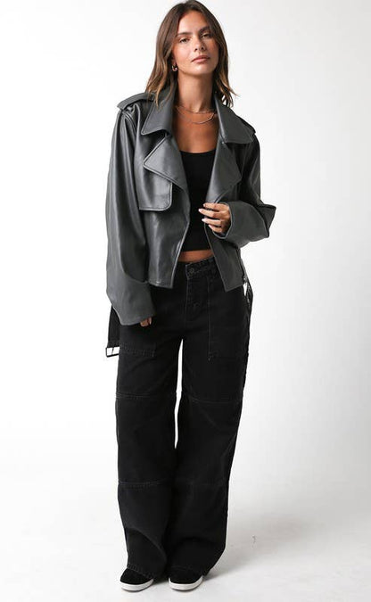 Charcoal Leather Jacket