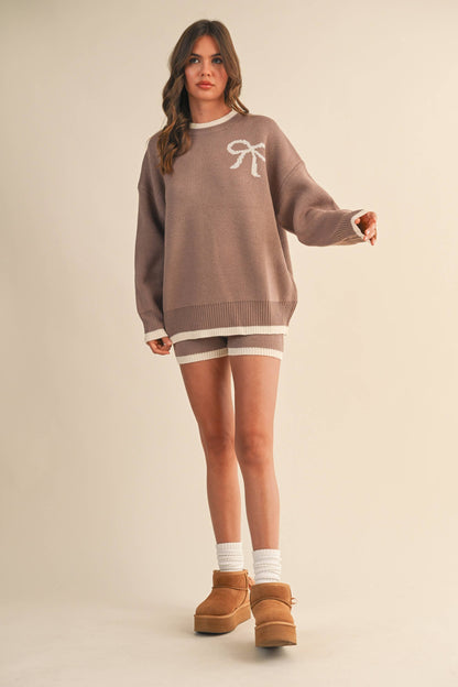 Ribbon Sweater and Shorts Set