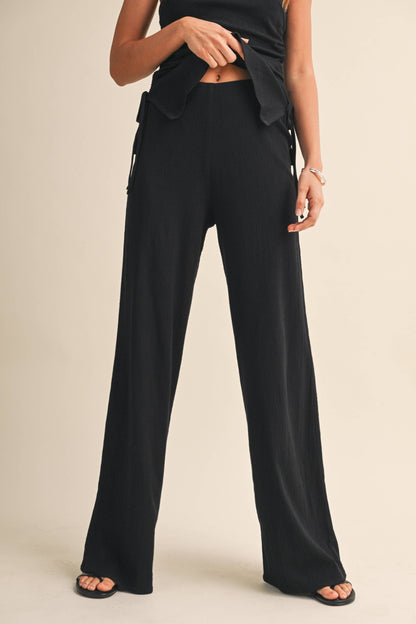 Tube Top & Wide Leg Pants Set (BLACK)