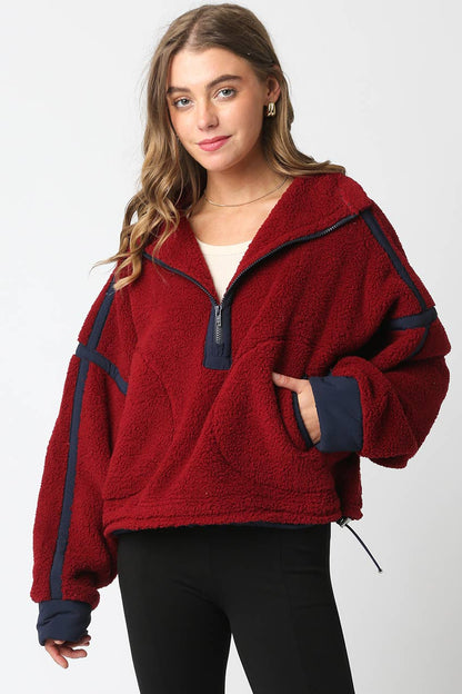 Cherry Fleece Quarter Zip