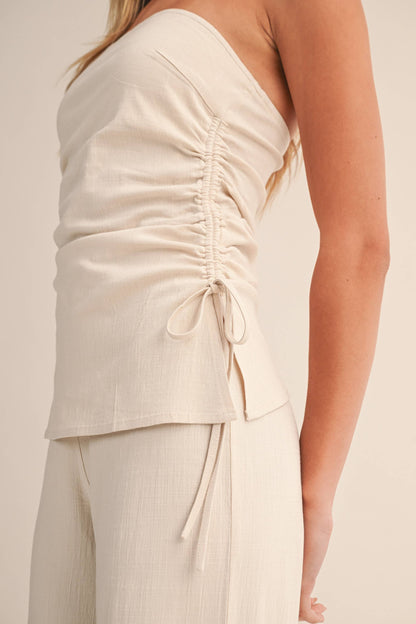 Tube Top & Wide Leg Pants Set (BEIGE)
