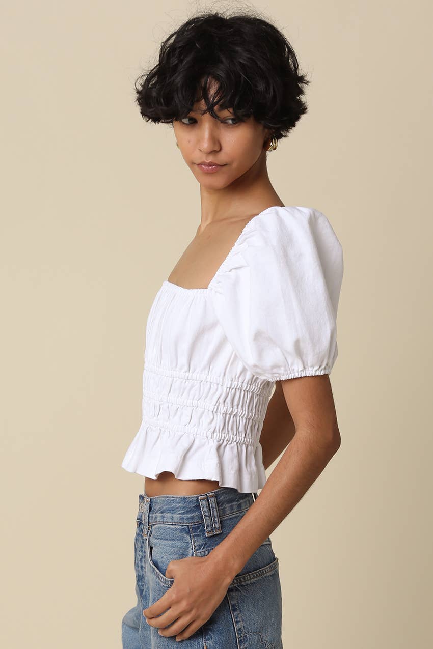 Puff Sleeve Smocked Top