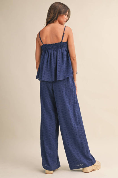 Eyelet Top & Wide Pants Set