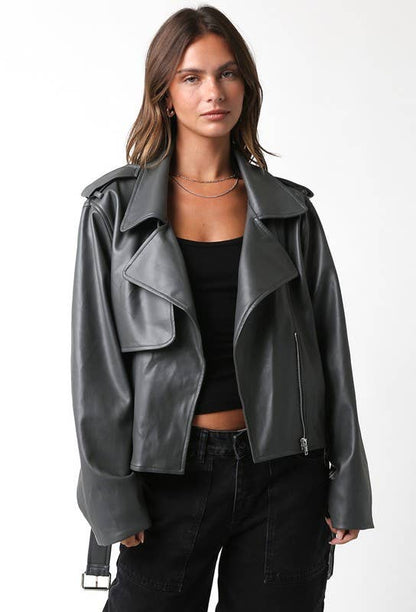 Charcoal Leather Jacket