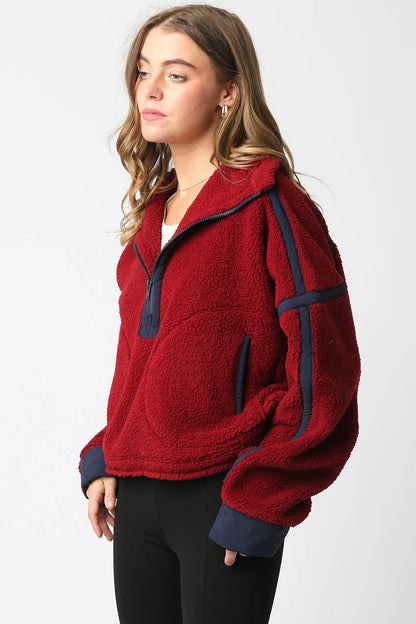 Cherry Fleece Quarter Zip