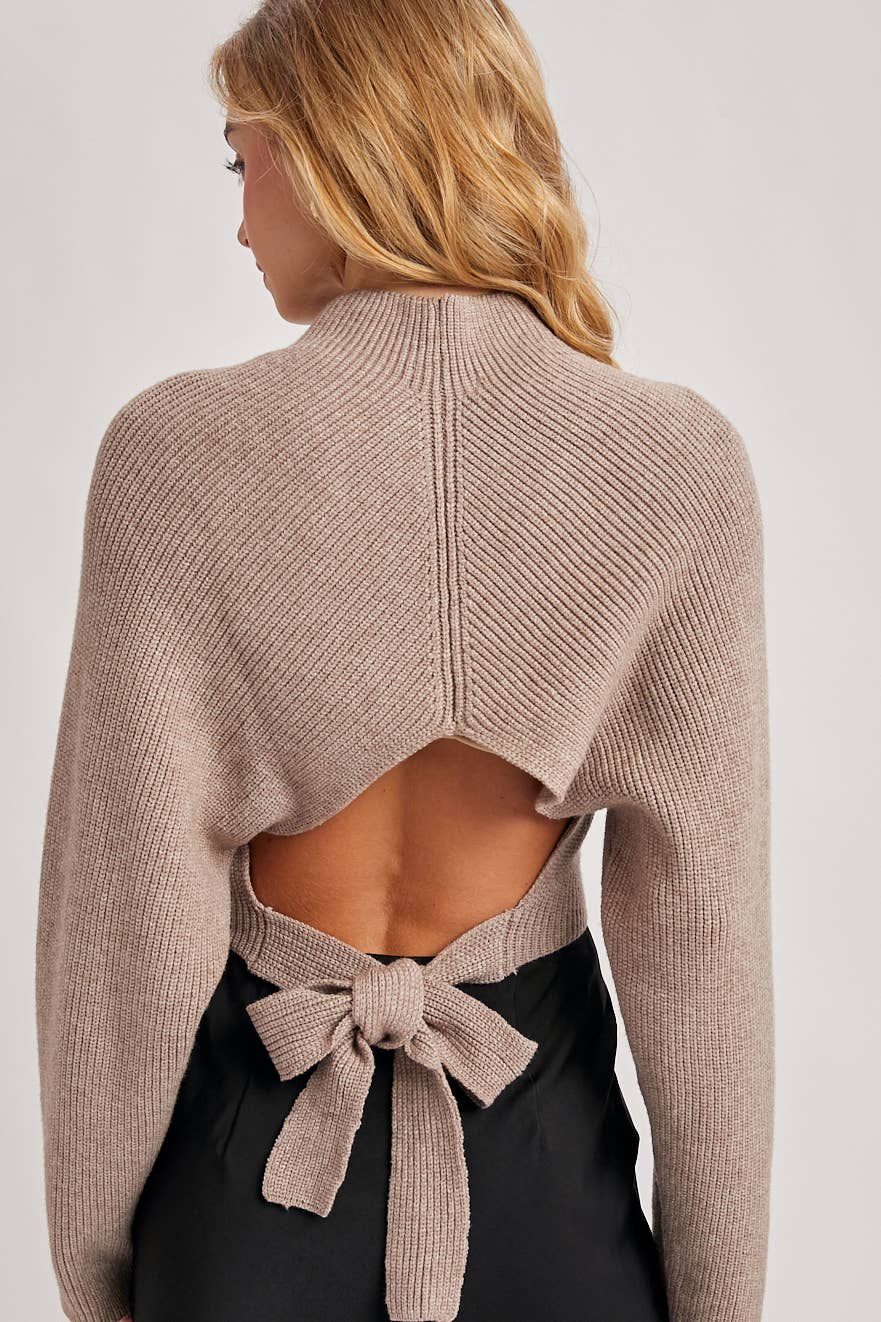 Mockneck Bow Back Sweater