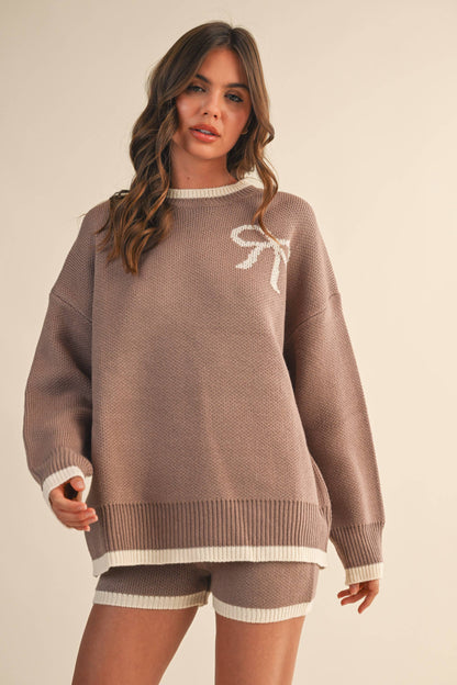 Ribbon Sweater and Shorts Set
