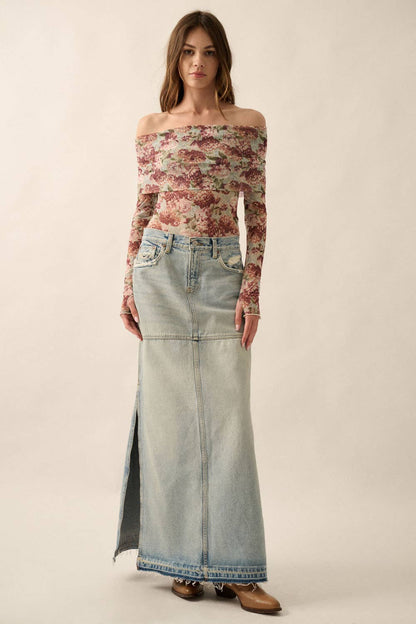 Floral Mesh Off-Shoulder Bodysuit