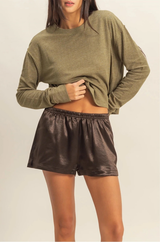 Satin Sweetie Shorts (DARK CHOCLATE)